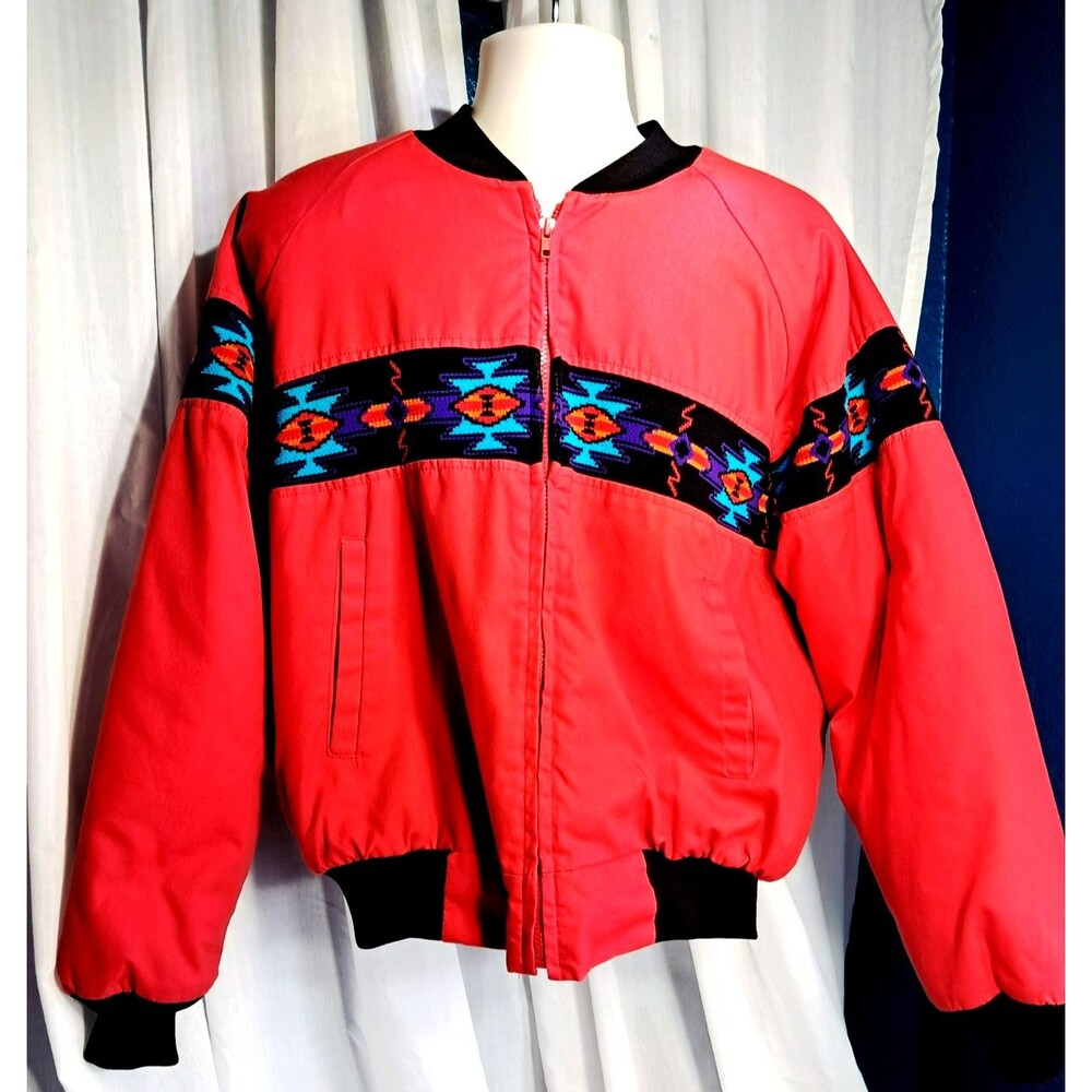 VTG Saddlebrook Red Aztec Men’s XL Jacket Coat Bomber Insulated 90’s Western